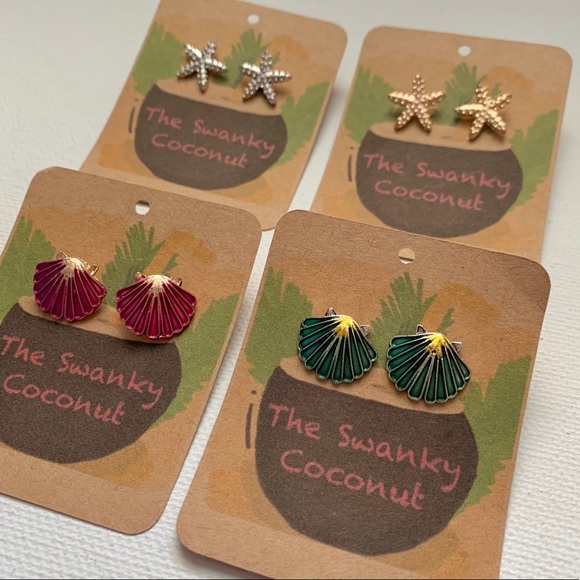 πHP 3Xπ Colorful Seashell & Starfish Stud Earrings - Picture 3 of 4